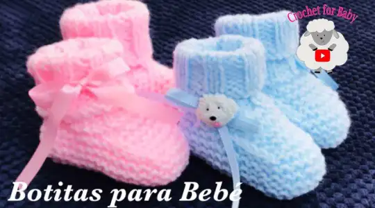 How to knit step by step baby shoes, booties or booties for babies 0 to 3 months Crochet for Baby 203